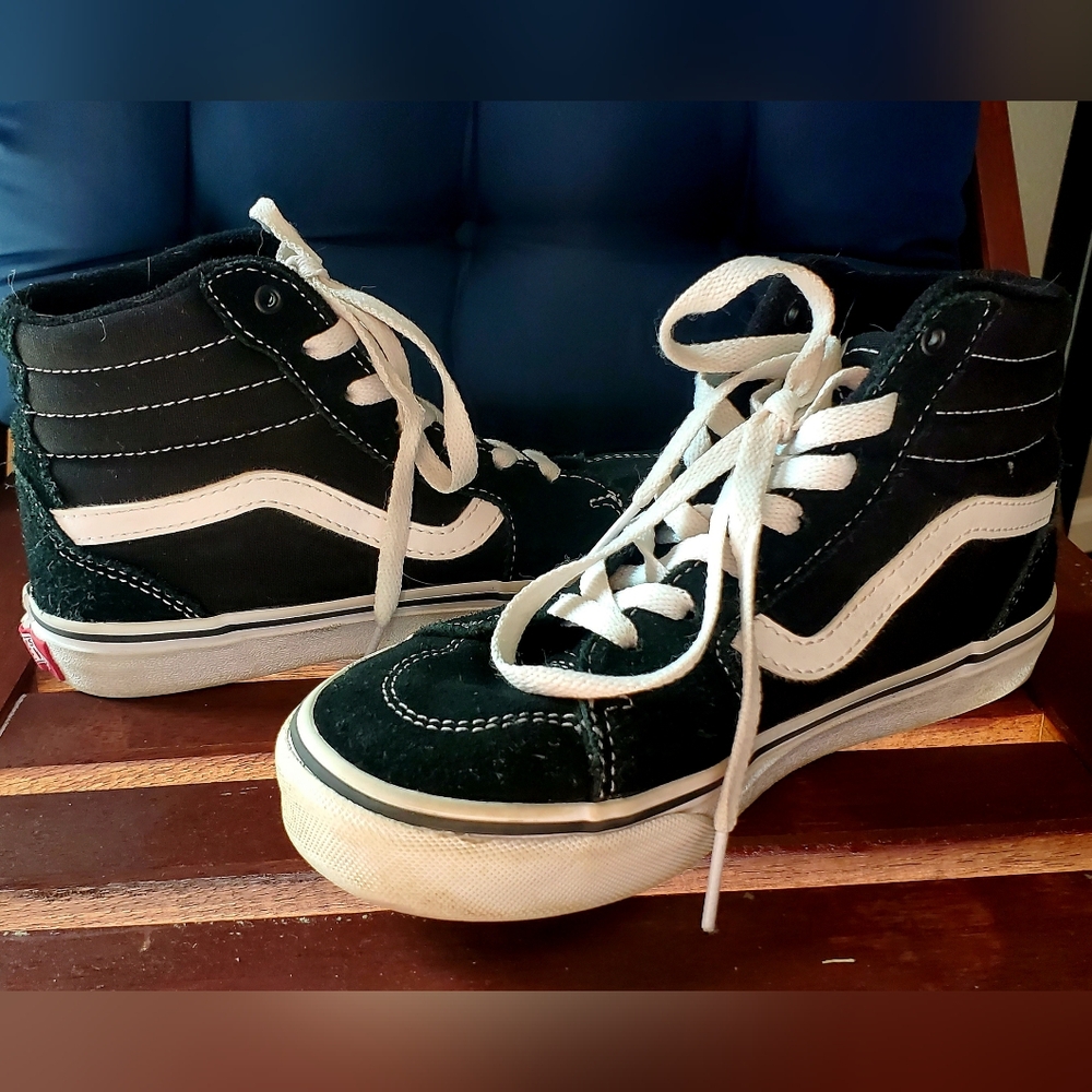 Vans Kids Black and White High-Top Sneakers